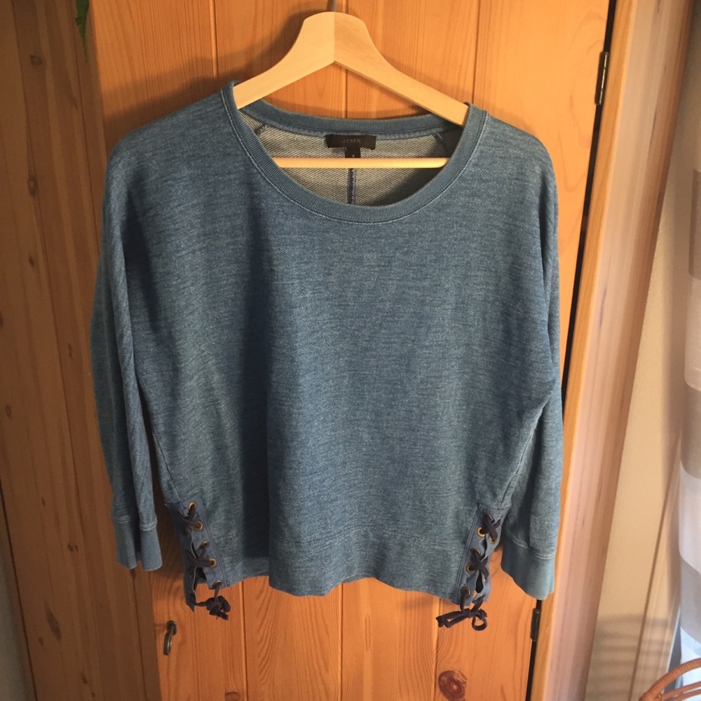 J Crew indigo lace up sweatshirt